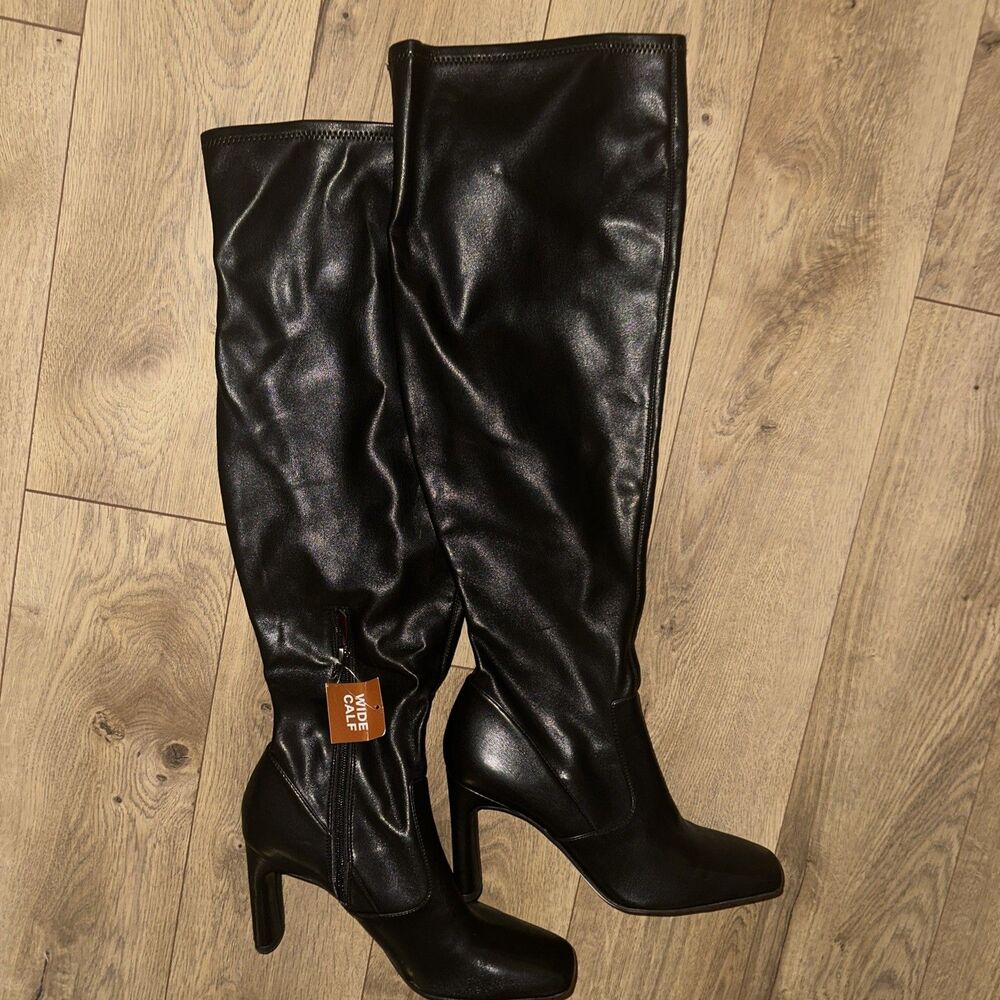 SARTO A Flexa Over The Knee Boots Womens Size 10 M Wide Black Heel
